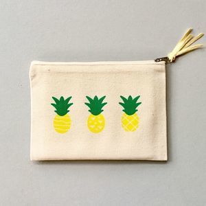 NWT Canvas Make-Up Pouch with Cute Pineapple Print